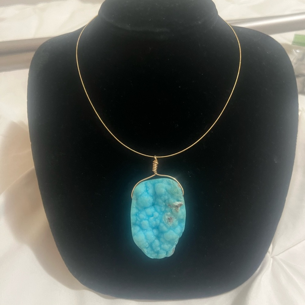 One Huge solid Turquoise pendant